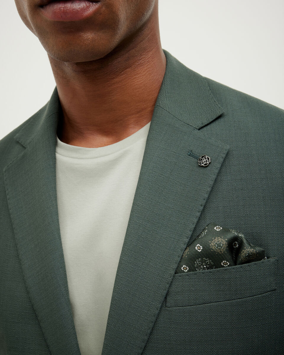 Double sided printed pocket square, Dark Green, hi-res